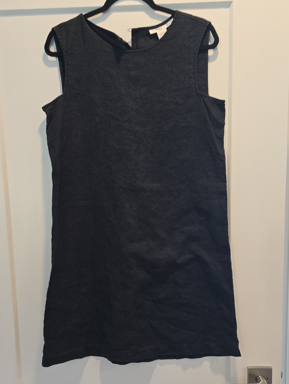 Tweeds Black Sleeveless Linen-Blend Tunic
